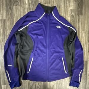 The North Face Women FlashDry Windstopper Full Zip Jacket Purple Gray
